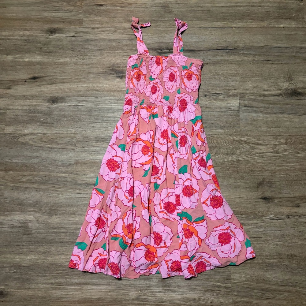 Wonder Nation-Pink Floral Tie-Strap Sundress- Size XL-14/16